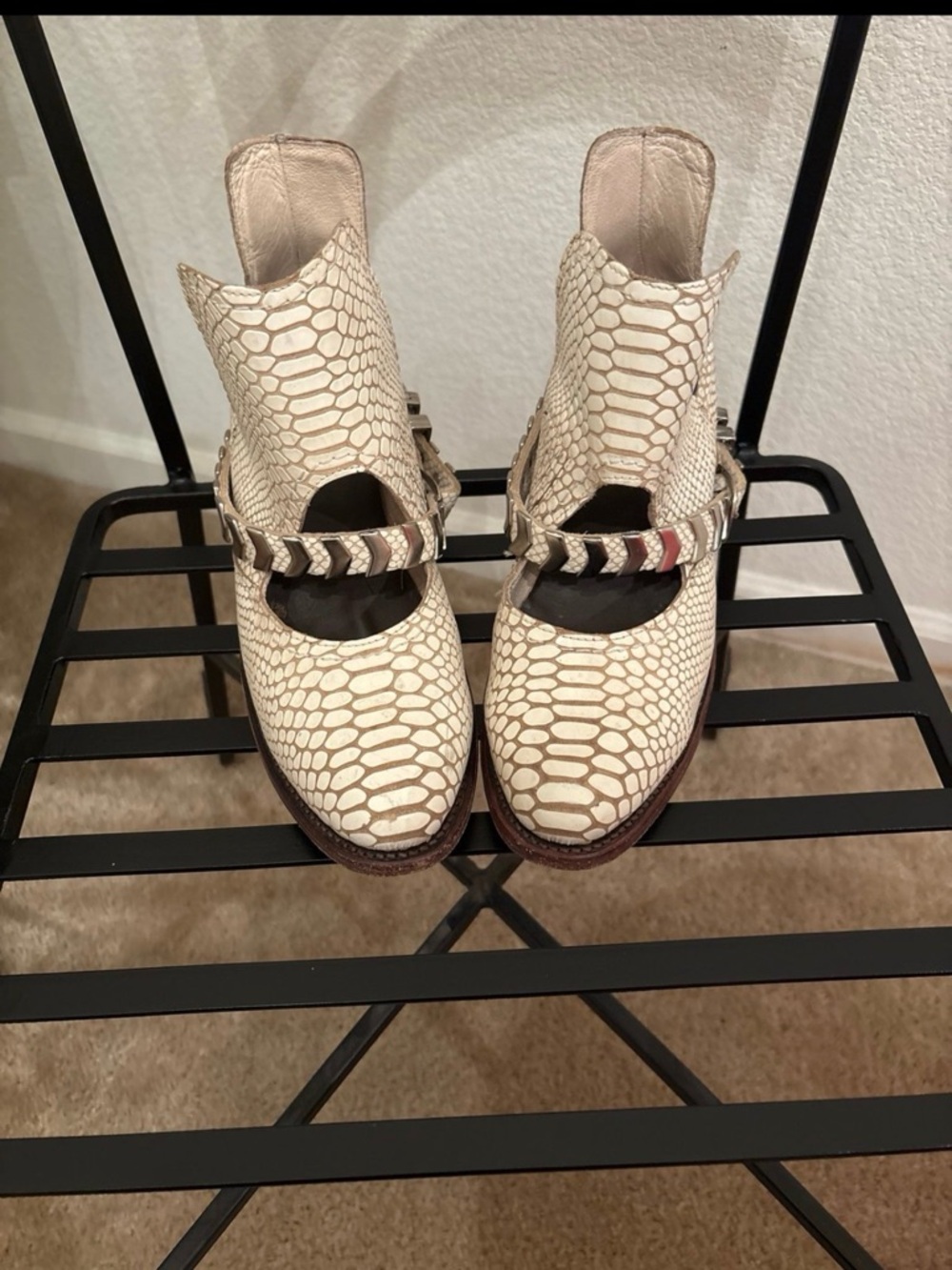 Freebird Cream Textured Mary Jane Booties